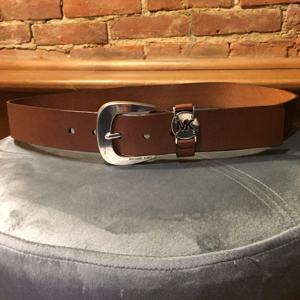 Michael Kors brown belt with silver hardware